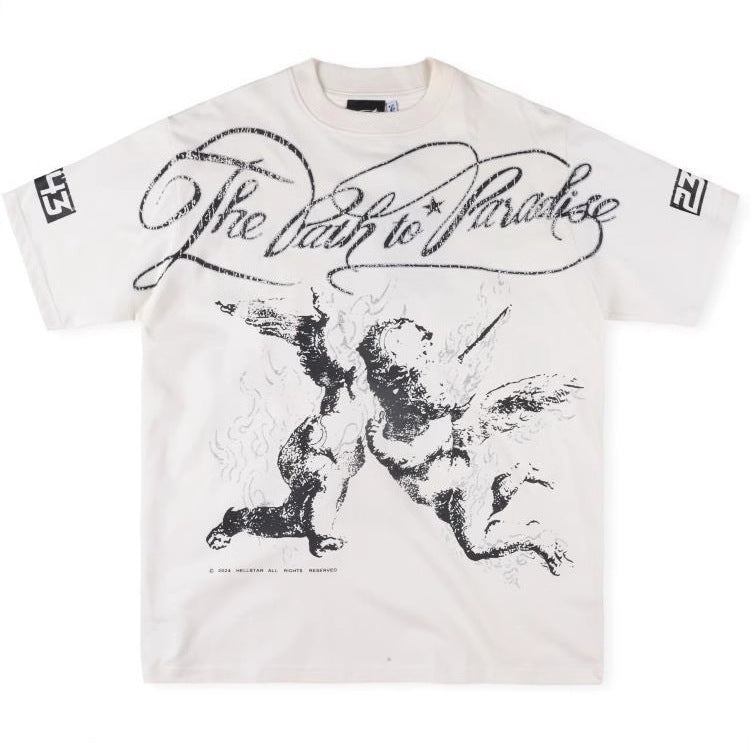 American Hellst hip-hop print T-shirt couple's versatile casual loose short-sleeved top