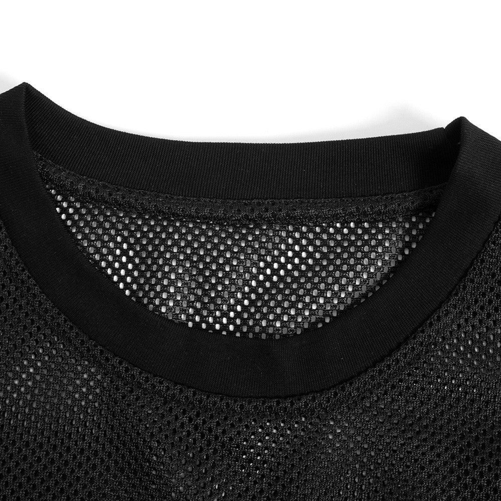 99 printed short-sleeved T-shirt for men, summer trend layering, breathable, perforated mesh loose ock