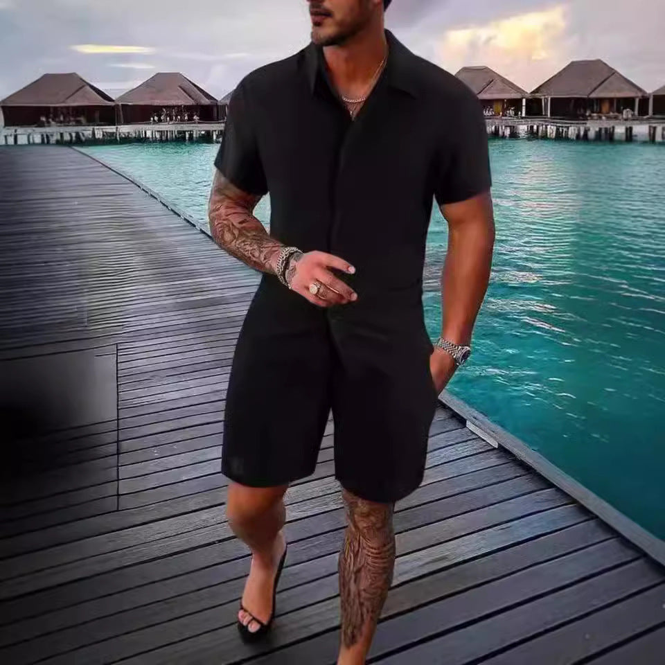 Summer men's casual shirts, short-sleeved beach pants