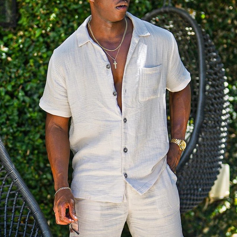 Mens Button up Cotton Tee