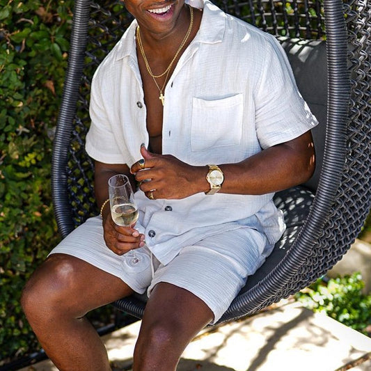 Mens Button up Cotton Tee