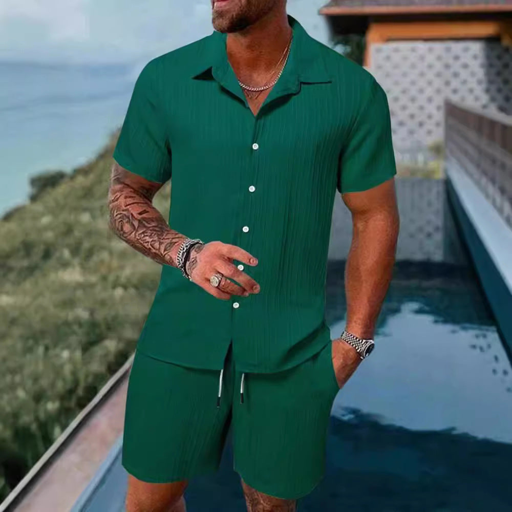Summer men's casual shirts, short-sleeved beach pants