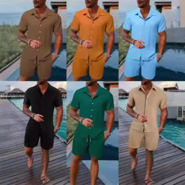 Summer men's casual shirts, short-sleeved beach pants
