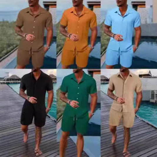 Summer men's casual shirts, short-sleeved beach pants