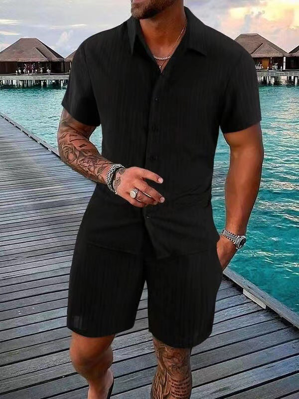Summer men's casual shirts, short-sleeved beach pants